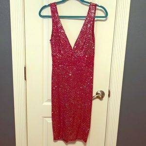Red sparkle cocktail dress